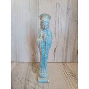 Ceramic blue speckled mother Mary religious statue